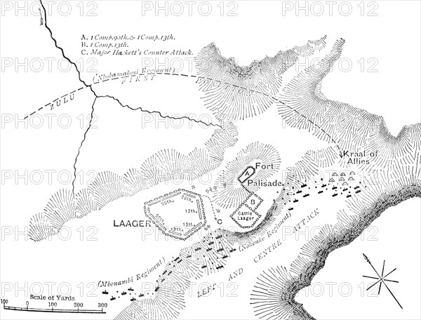 'Plan of the Battle of Kambula, (March 29, 1879)', c1880. Artist: Unknown.