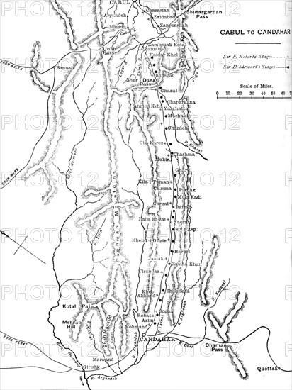 'Plan of General Roberts's March from Cabul to Candahar', c1880. Artist: Unknown.