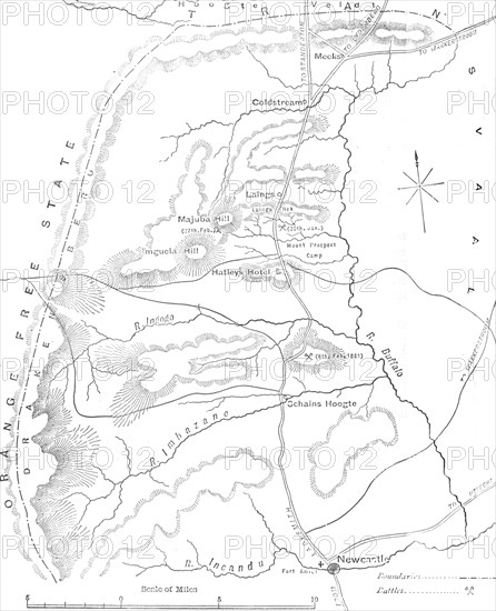 'Map of the Country between Newcastle and the Transvaal', c1880. Artist: Unknown.