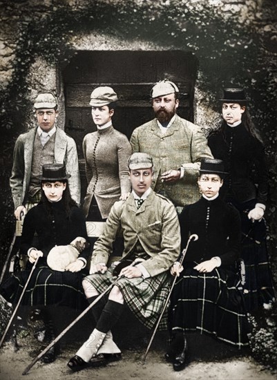 The Prince and Princess of Wales in shooting dress, 1900. Artist: Russell & Sons.