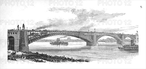 'The Bridge across the Mississippi at St. Louis', 1883. Artist: Unknown.