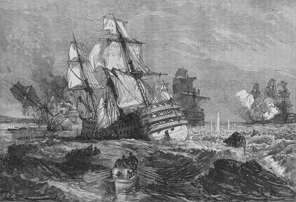 'The Enemy's Vessels stranded off the Point of Grao', c1880. Artist: Unknown.