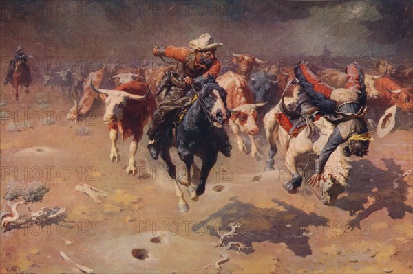 'The Stampede', c1912, (c1915). Artist: William Robinson Leigh.