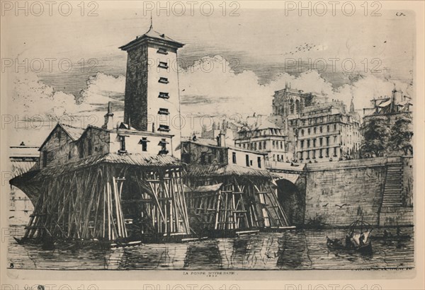 'La Pompe Notre-Dame (9th State, 6 3/4 x 9 7/8 Inches)', 1852, (1927). Artist: Charles Meryon.