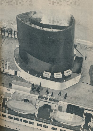 'An unusual angle of the Normandie's deck', 1936. Artist: Unknown.