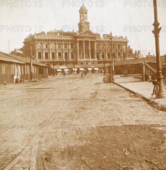 Town Hall and Main Square, Cambrai, Northern France, c1914-c1918.  Artist: Unknown.