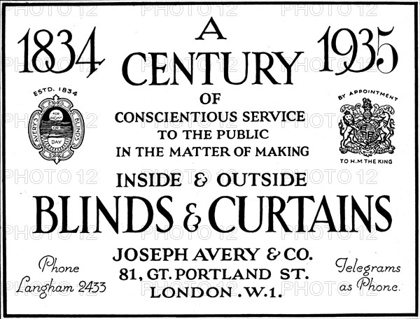 'A Century of Conscientious Service To The Public', 1935. Artist: Unknown.