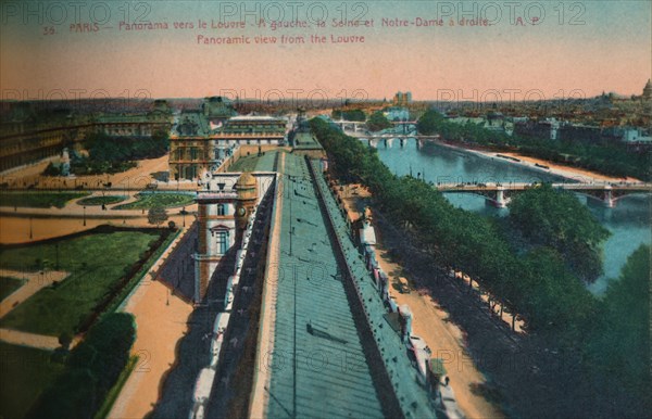 Panoramic view towards the Louvre, Paris, c1920. Artist: Unknown.