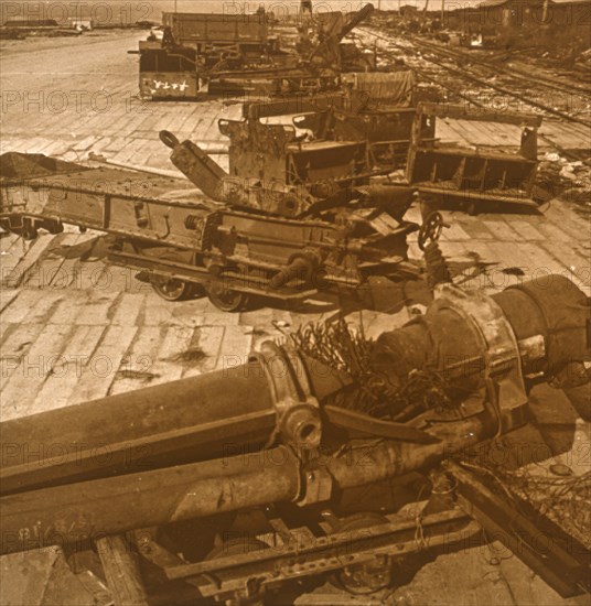 Heavy artillery and machinery, British camp, northern France, c1914-c1918.  Artist: Unknown.