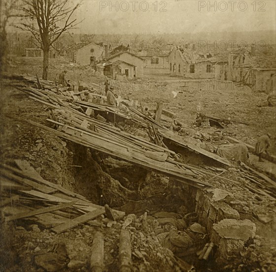 Open-air dormitory at Tavannes Fort, Verdun, northern France, c1914-c1918. Artist: Unknown.