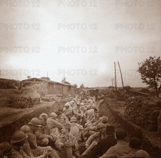 Troops in open train carriages, Genicourt, northern France, c1914-c1918. Artist: Unknown.