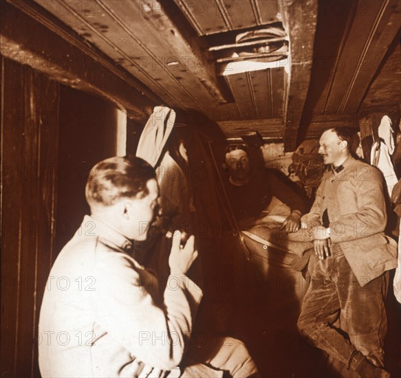 Soldiers in trenches, Genicourt, northern France, c1914-c1918. Artist: Unknown.