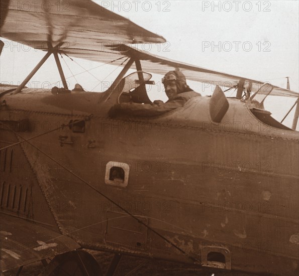 Breguet biplane taking off, c1914-c1918. Artist: Unknown.