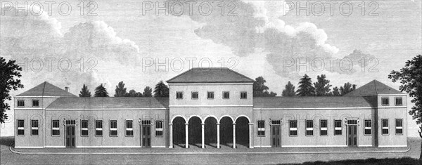 South view of the Earl of Darlington's stables, Raby Castle, County Durham, 1798. Artist: J Scott.