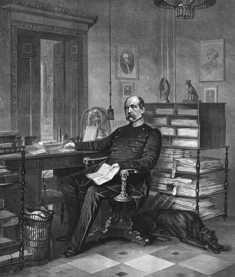 'Prince Bismarck in his study', 1875. Artist: Unknown.