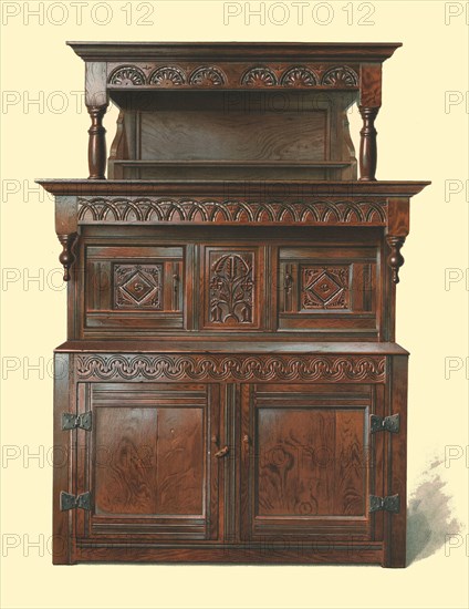 Tridarn, oak court cupboard, 1904. Artist: Shirley Slocombe.