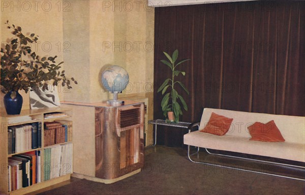 'Mr. J. C. Pritchard's sitting-room in the Isokon Lawn Road Flats', 1936. Artist: Unknown.