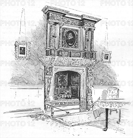 'Old Charterhouse: Mantelpiece in the Master's Lodge', 1886. Artist: Joseph Pennell.