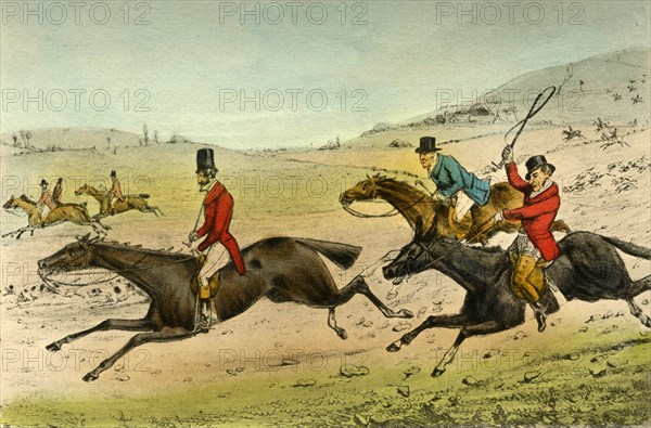 'Swell and the Surrey. The Hounds in Full Cry', 1838. Artist: Henry Thomas Alken.