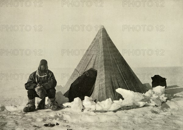 'Marshall Outside a Tent, at the Camp', c1908, (1909).  Artist: Unknown.