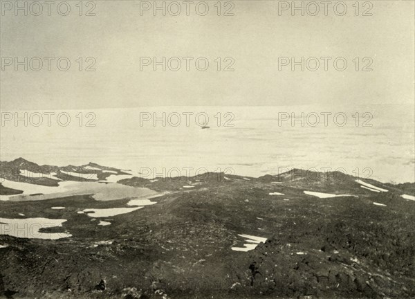 'View from High Hill...The Ship in Loose Pack', c1908, (1909).  Artist: Unknown.