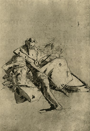 'Old Man seated', 18th century, (1928). Artist: Pupil of Tiepolo.