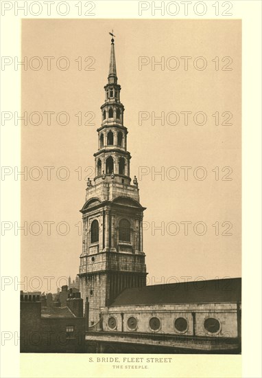 'St Bride, Fleet Street, The Steeple', mid-late 19th century. Creator: Unknown.