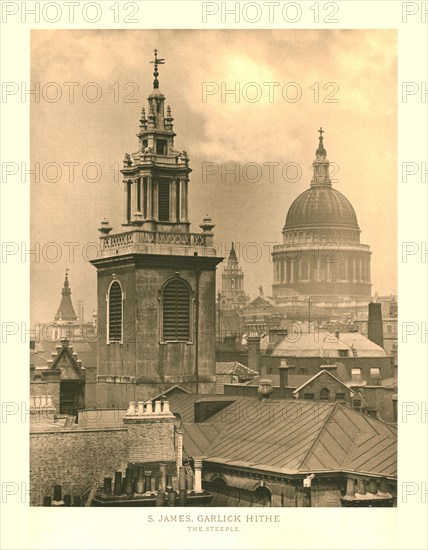 'St James, Garlick Hithe, The Steeple', mid-late 19th century. Creator: Unknown.