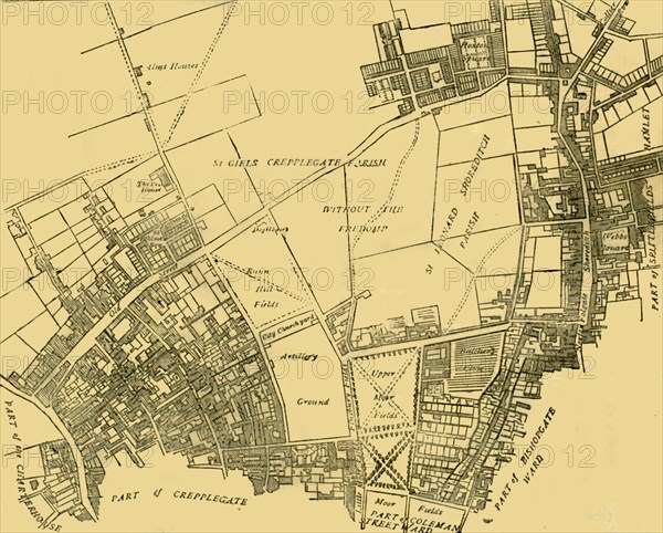 'Moorfields and its Neighbourhood (From a Map of about 1720)', (c1872). Creator: Unknown.