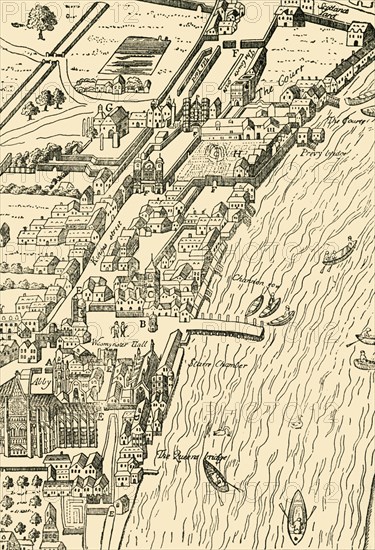 'Whitehall and Westminster. (From Aggas' Map)', (1881). Creator: Unknown.