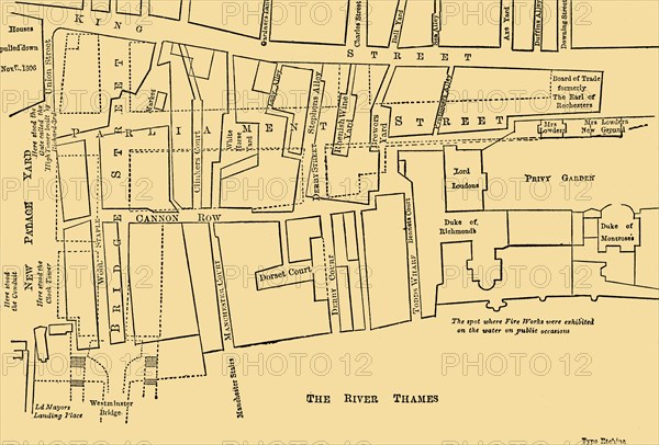 'Plan of a Portion of Westminster Between 1734 and 1748 - Before the Erection of Parliament Street', Creator: Unknown.