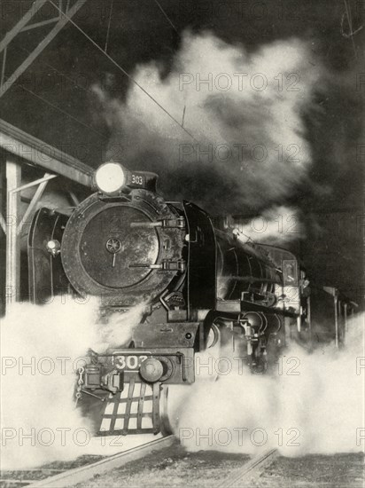 'The "Sydeny Limited" leaving Spencer Street Station, Melbourne, at 6 p.m', 1935-36. Creator: Unknown.