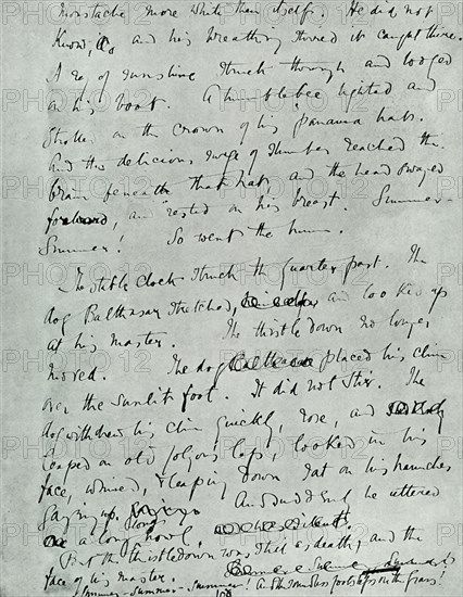 'Facsimile page of MS for "Indian Summer of a Forsyte", by John Galsworthy', 1918, (1928).  Creator: Unknown.