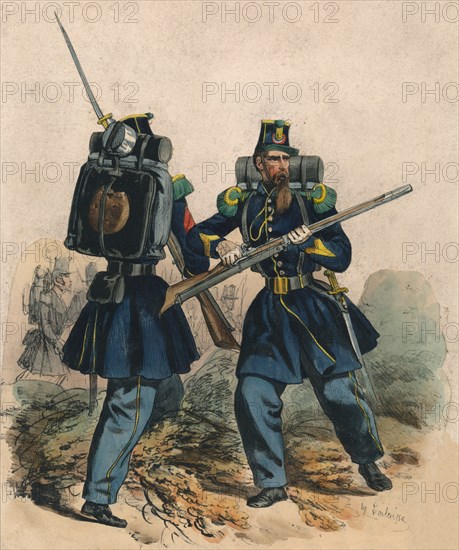 'Chasseurs A Pied', mid-late 19th century.  Creator: Hippolyte Lalaisse.