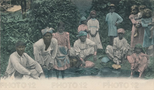 'Greetings from Jamaica. Coolies washing', 1905.  Creator: Unknown.