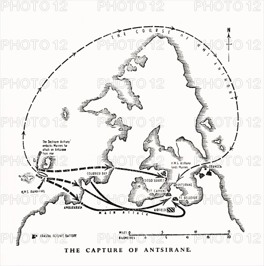 The capture of Antsiranana, Madagascar, by the Royal Marines, World War II, 1942 (1944). Creator: Unknown.