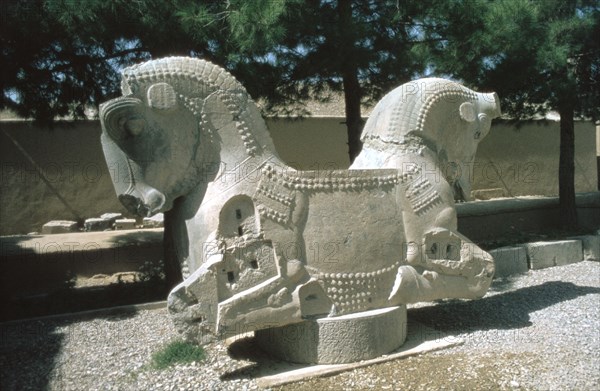 Protome of a double horse, the Apadana, Persepolis, Iran