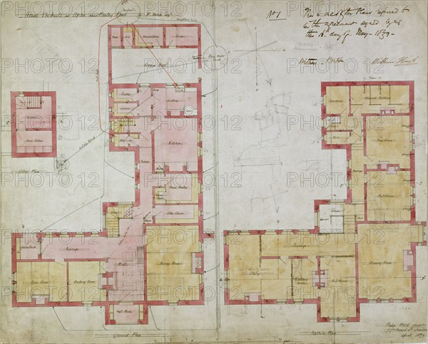 Plans for the Red House, Bexleyheath, London, 1859. Artist: Philip Webb