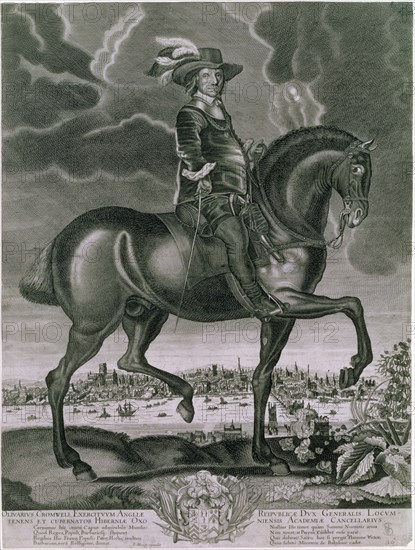 Equestrian portrait of Oliver Cromwell, c1655. Artist: Albert Haelwegh
