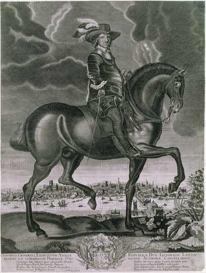 Equestrian portrait of Oliver Cromwell, c1655. Creator: Albert Haelwegh.