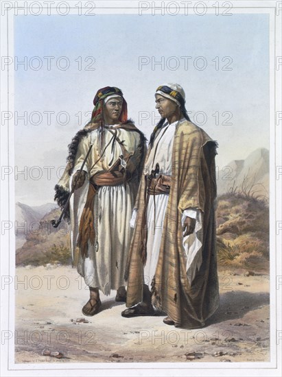 A Mahazi and a Soualeh Bedouin, 1848. Artist: Charles Bour