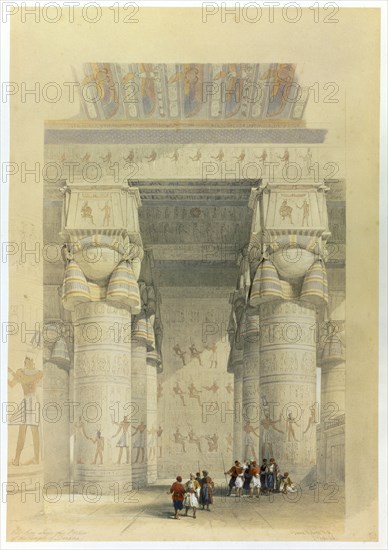 View from under the portico of the Temple at Denderah, Egypt, 19th century. Artist: David Roberts