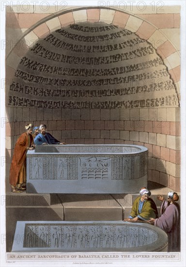 'An Ancient Sarcophagus of Basaltes, called the Lovers Fountain', 1802. Artist: Thomas Milton