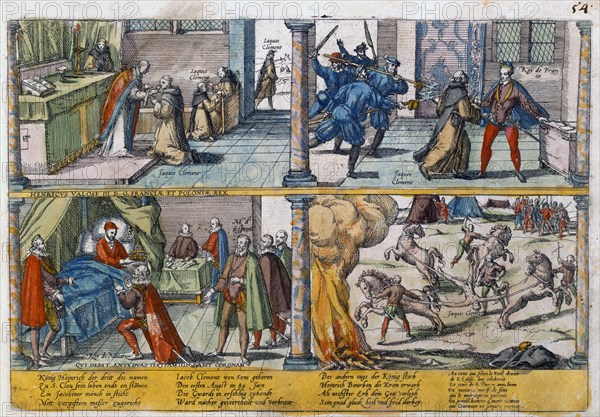 The assassination of Henry III of France, 1589. Artist: Unknown