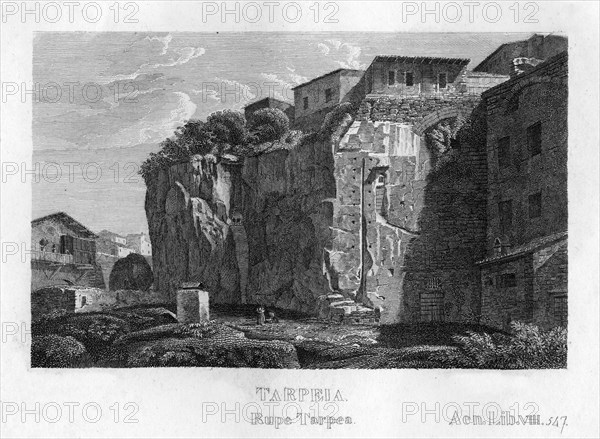 Tarpeian Rock, Rome, c1833. Artist: Unknown