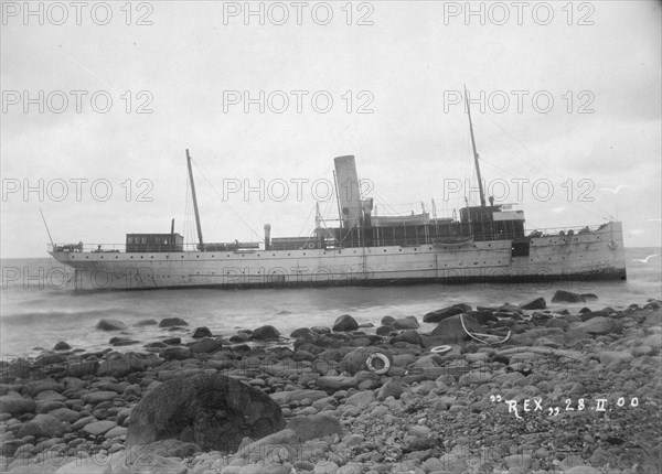 The mail Steamer 'Rex', wrecked near Lohme, on the north coast of Rügen, Germany, 1900. Artist: Otto Ohm