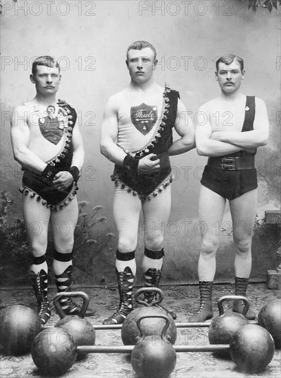 Strongmen at the Thule Athletic Club, Trelleborg, Sweden, 1898. Artist: Unknown