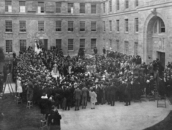 King George V and Queen Mary at the opening ceremony of the University of Nottingham, 1928. Artist: Henson & Co