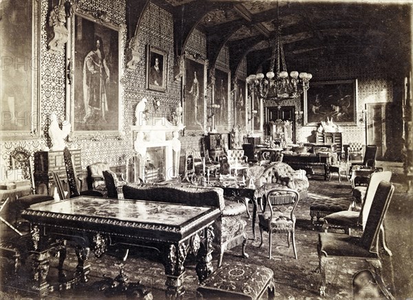 The salon, Newstead Abbey, Nottinghamshire, 1874. Artist: R Allen