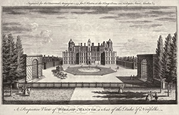 Worksop Manor, Nottinghamshire, 1755. Artist: Unknown